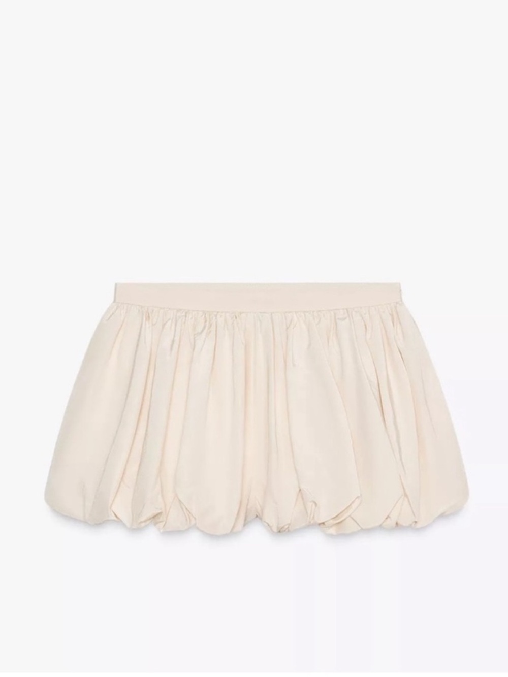 Zara Cream Bubble Hem Satin Shorts Size M